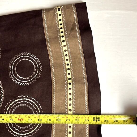 TALBOTS Vintage A-Line Chocolate Brown Linen Embroidered Knee Length Skirt US 8 - Picture 11 of 11